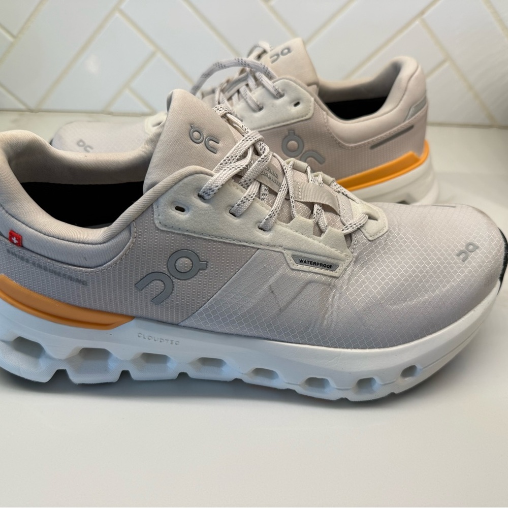 On Running CloudRunner 2 Waterproof Sneakers in Light Gray and Orange
